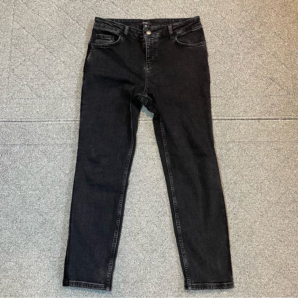 Nasty Gal Jeans Womens Size 10 Black 2 Tone Denim Mid Rise Tapered Stretch
